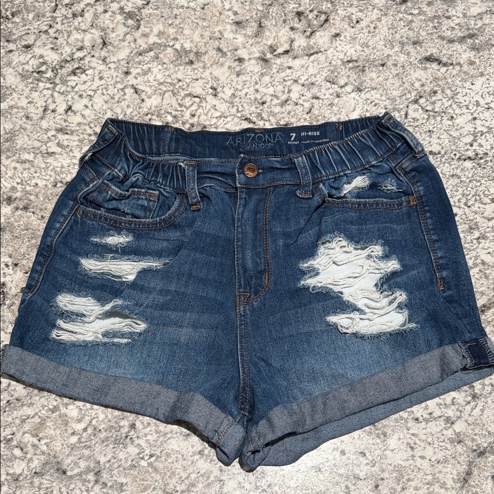 Arizona Jean Company Women's Ripped Hi-Rise Denim Shorts